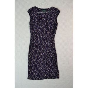 Lauren Ralph Lauren Women's 8 Purple Geometric Wrap Sheath Dress